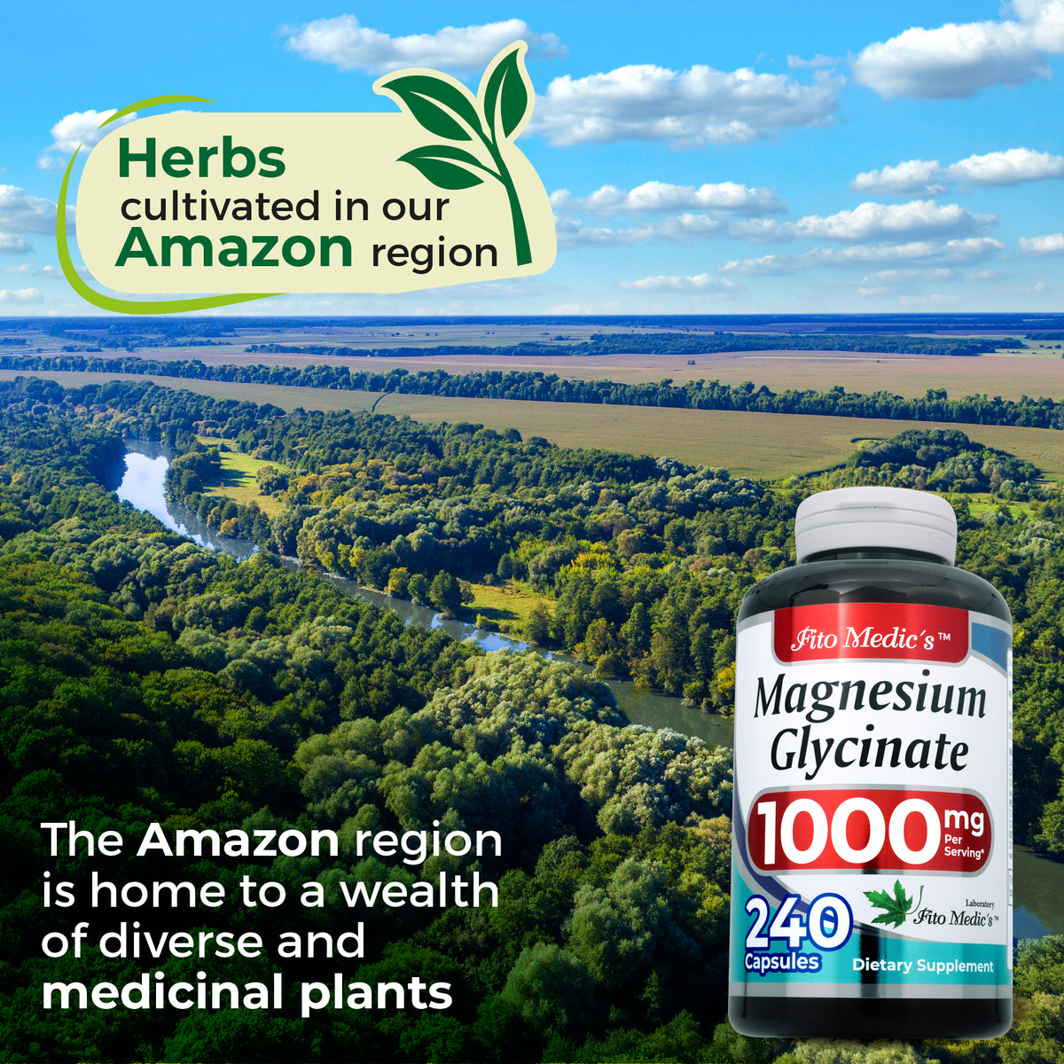 Magnesium Glycinate 1,000 mg | Chelated Magnesium Supplement | 240 Capsules | By Fito Medic's