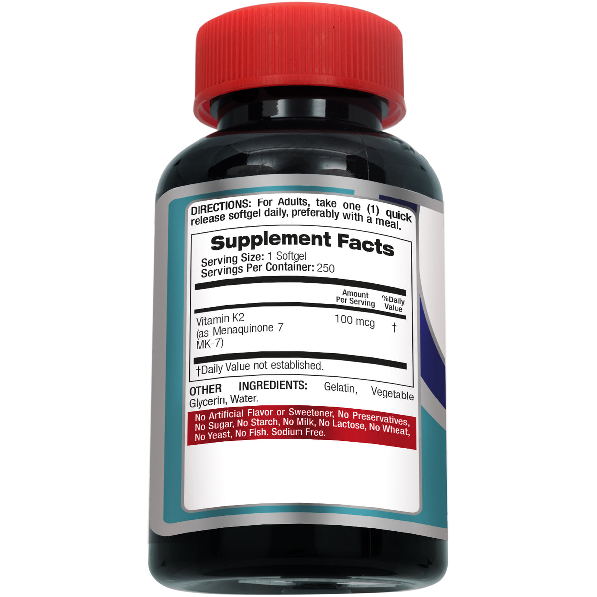Vitamin K2 100 mcg | MK-7 Menaquinone-7 | 250 Softgels | By Fito Medic's