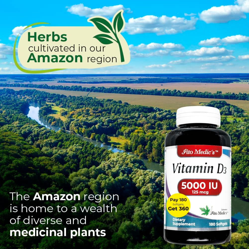 Vitamin D3-360 Softgels -5000 iu - Ultra High Absorption