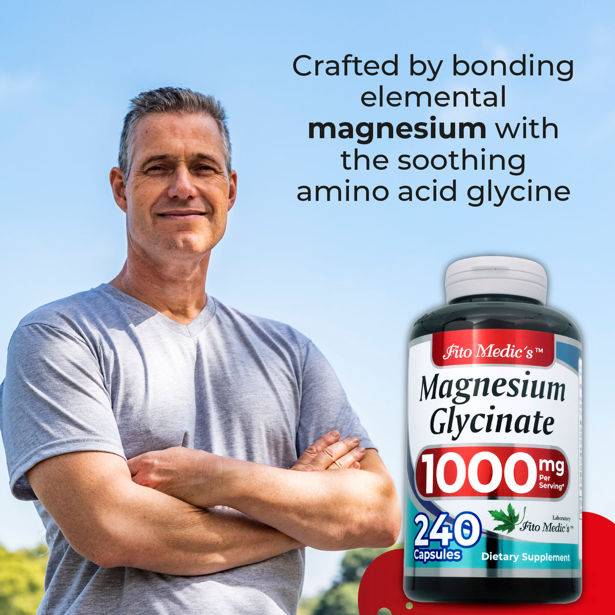 Magnesium Glycinate 1,000 mg | Chelated Magnesium Supplement | 240 Capsules | By Fito Medic's