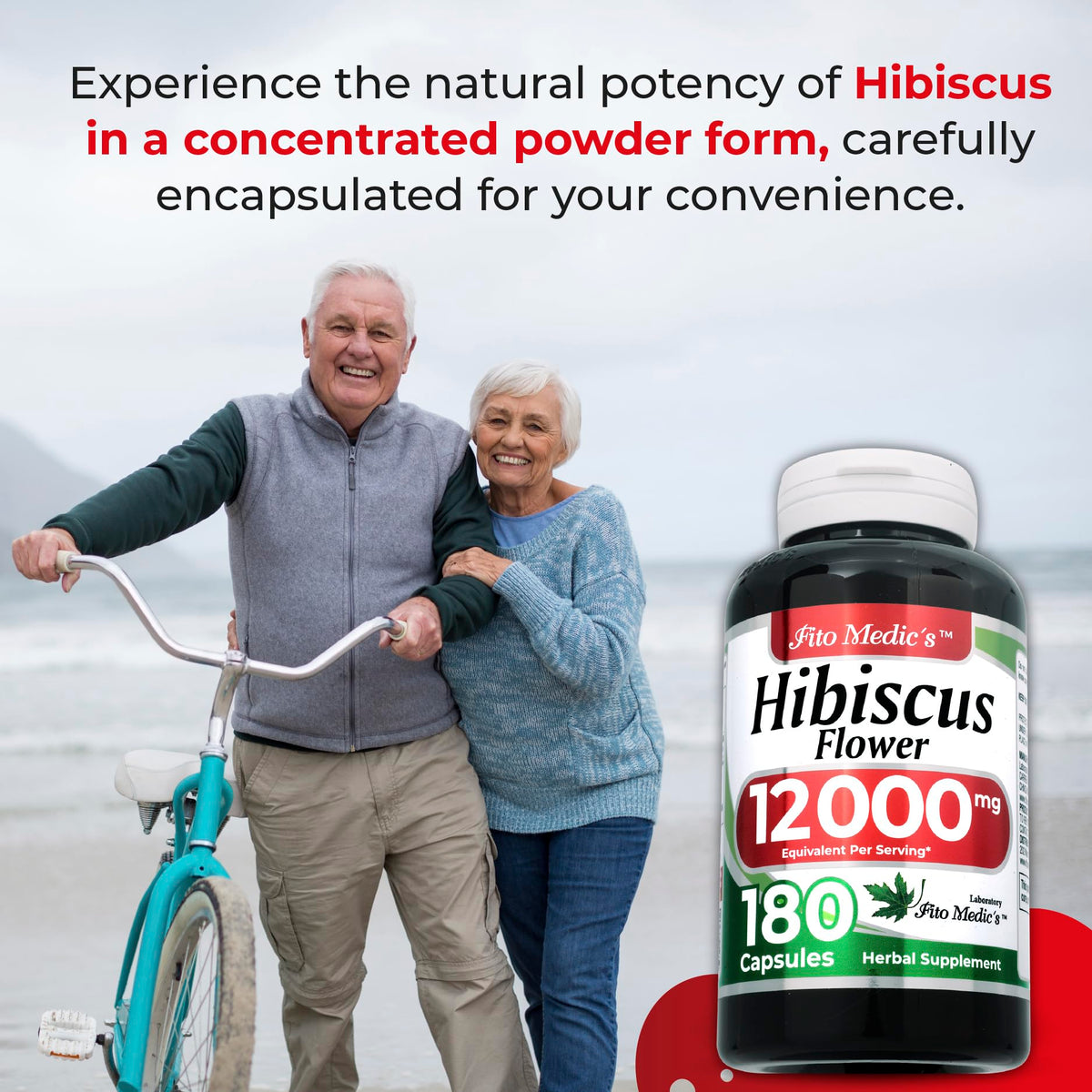 Hibiscus Flower Extract 12,000 mg | 20:1 Concentrate | 180 Capsules | By Fito Medic's