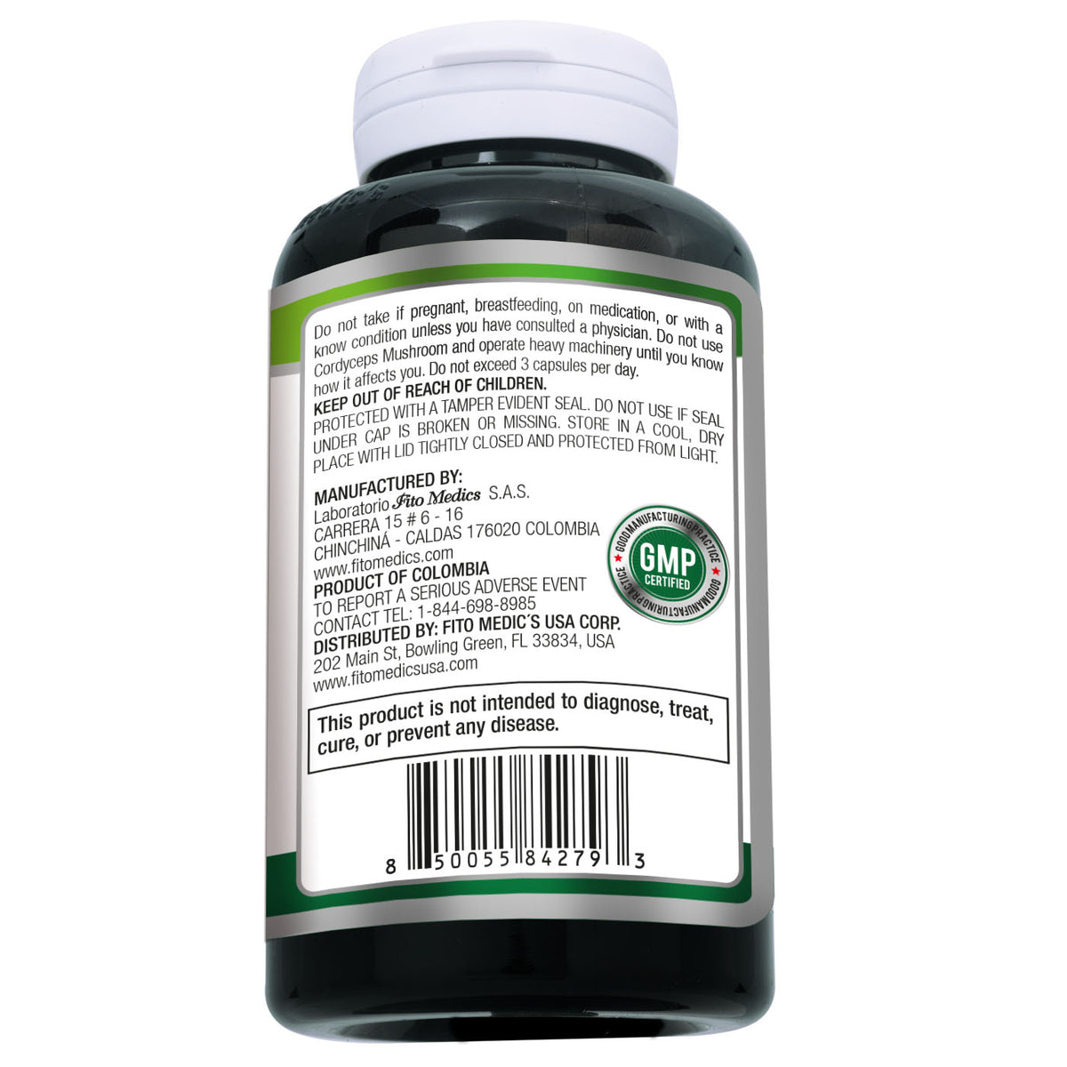 Cordyceps Mushroom Extract 12,000 mg Equivalent | 20:1 Concentrate | 180 Capsules | By Fito Medic's
