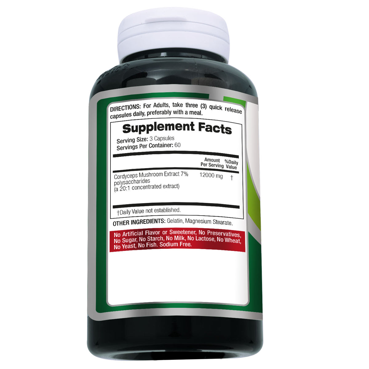Cordyceps Mushroom Extract 12,000 mg Equivalent | 20:1 Concentrate | 180 Capsules | By Fito Medic's
