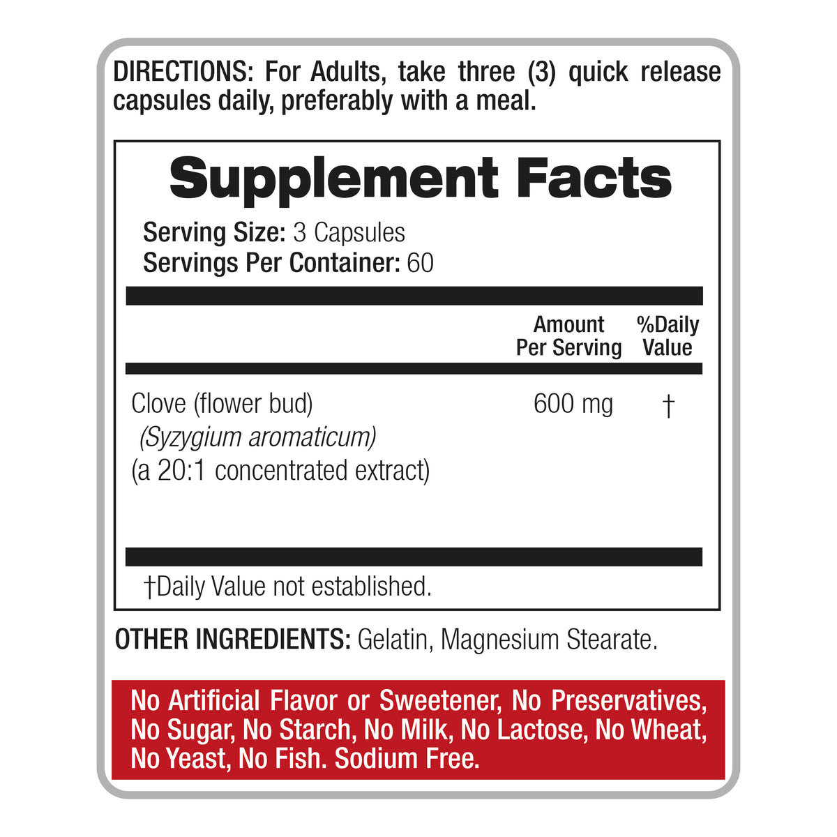 Clove Extract Capsules 12,000 mg | 20:1 Concentrate | 180 Capsules | By Fito Medic's