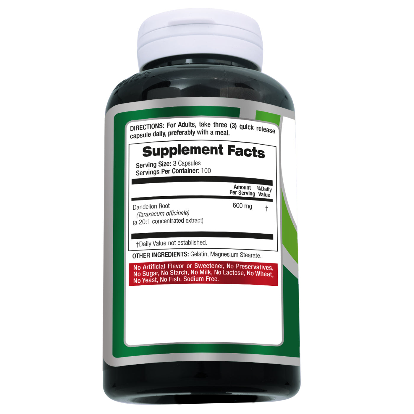 Dandelion Root - 300 Capsules - Concentrated Extract - Highly Absorbable Herbal Supplement