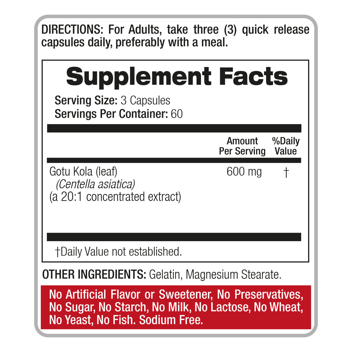 Gotu Kola Leaf Extract 12,000 mg | 20:1 Concentrate | 180 Capsules | Fito Medic's