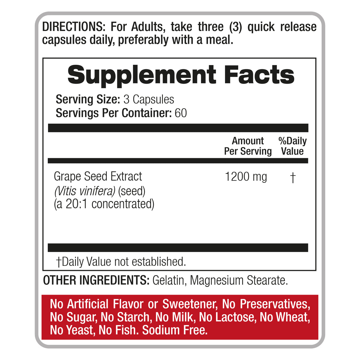 Grape Seed Extract 24,000 mg | 20:1 Concentrate | 180 Capsules | By Fito Medics