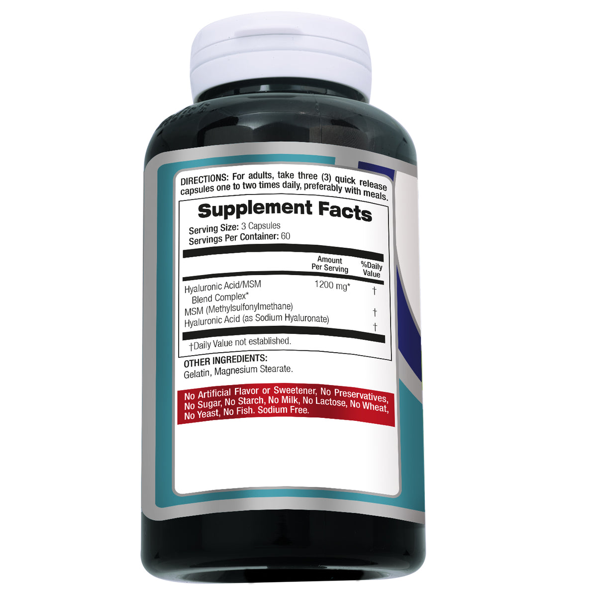 Hyaluronic Acid with MSM 1,200 mg | Hyaluronic Acid/MSM Blend Complex | 180 Capsules | By Fito Medic's