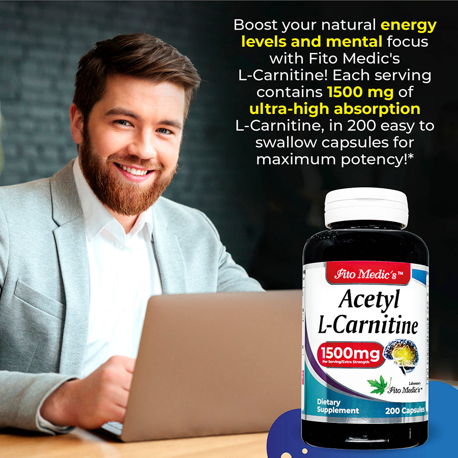 Acetyl L-carnitine - 200 Capsules - Ultra High Absorption
