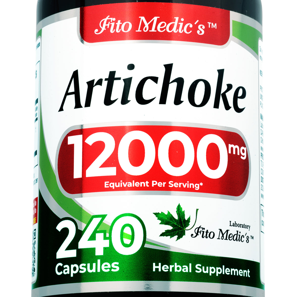Artichoke Leaf Extract Capsules 12,000 mg | 20:1 Concentrate | 240 Capsules | By Fito Medic's
