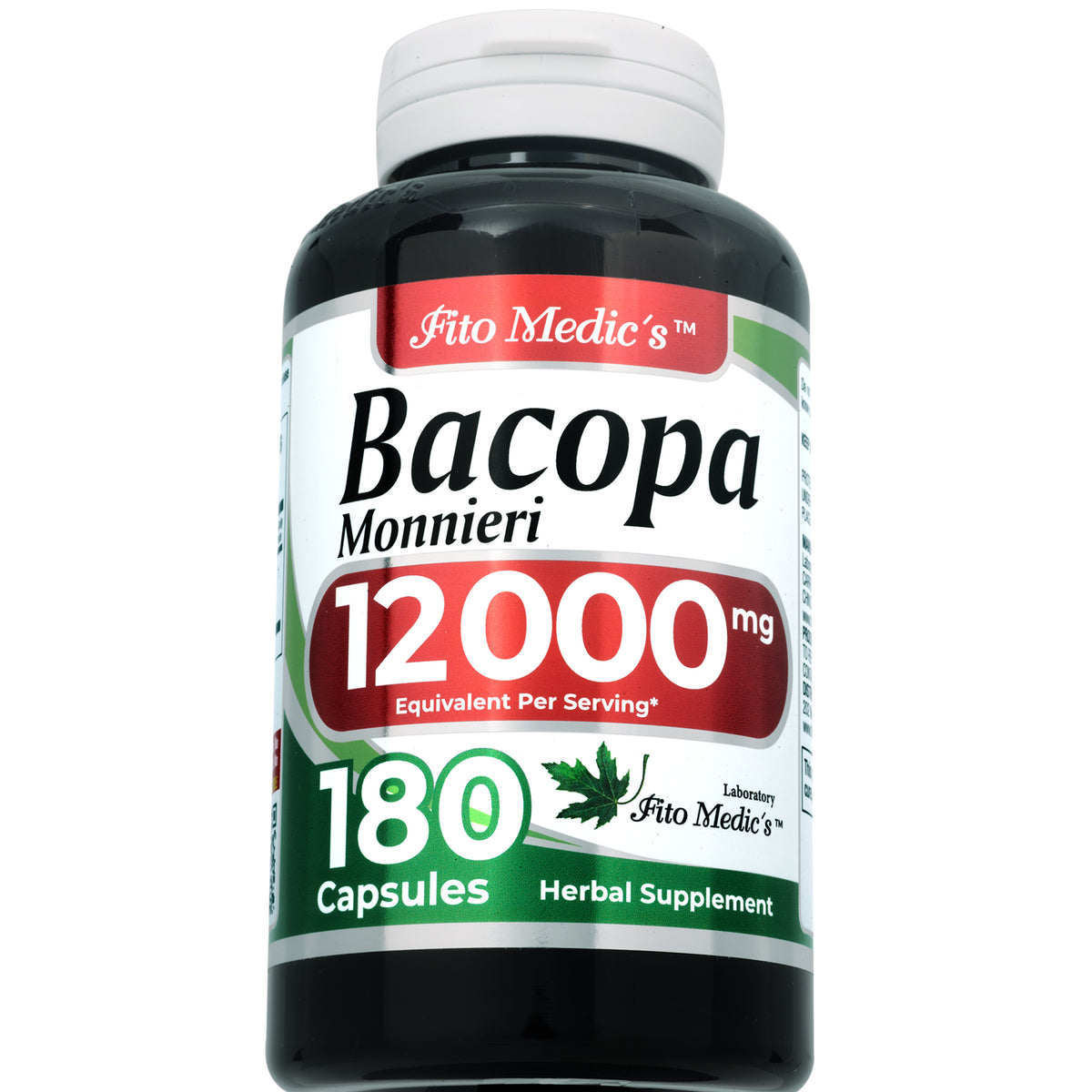 Bacopa Monnieri Leaf Extract 12,000 mg | 20:1 Concentrate | 180 Capsules