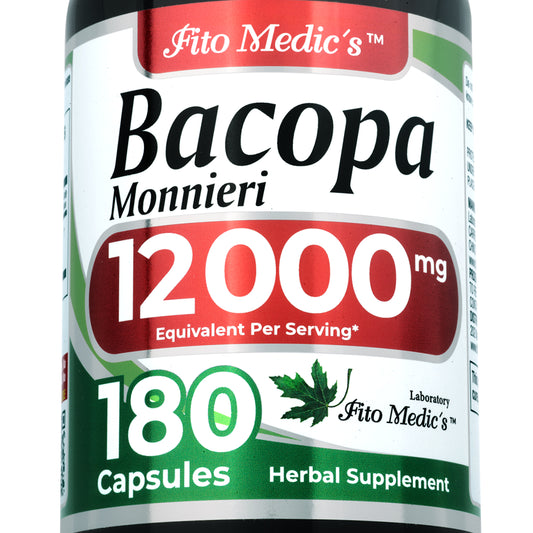 Bacopa Monnieri Leaf Extract 12,000 mg | 20:1 Concentrate | 180 Capsules