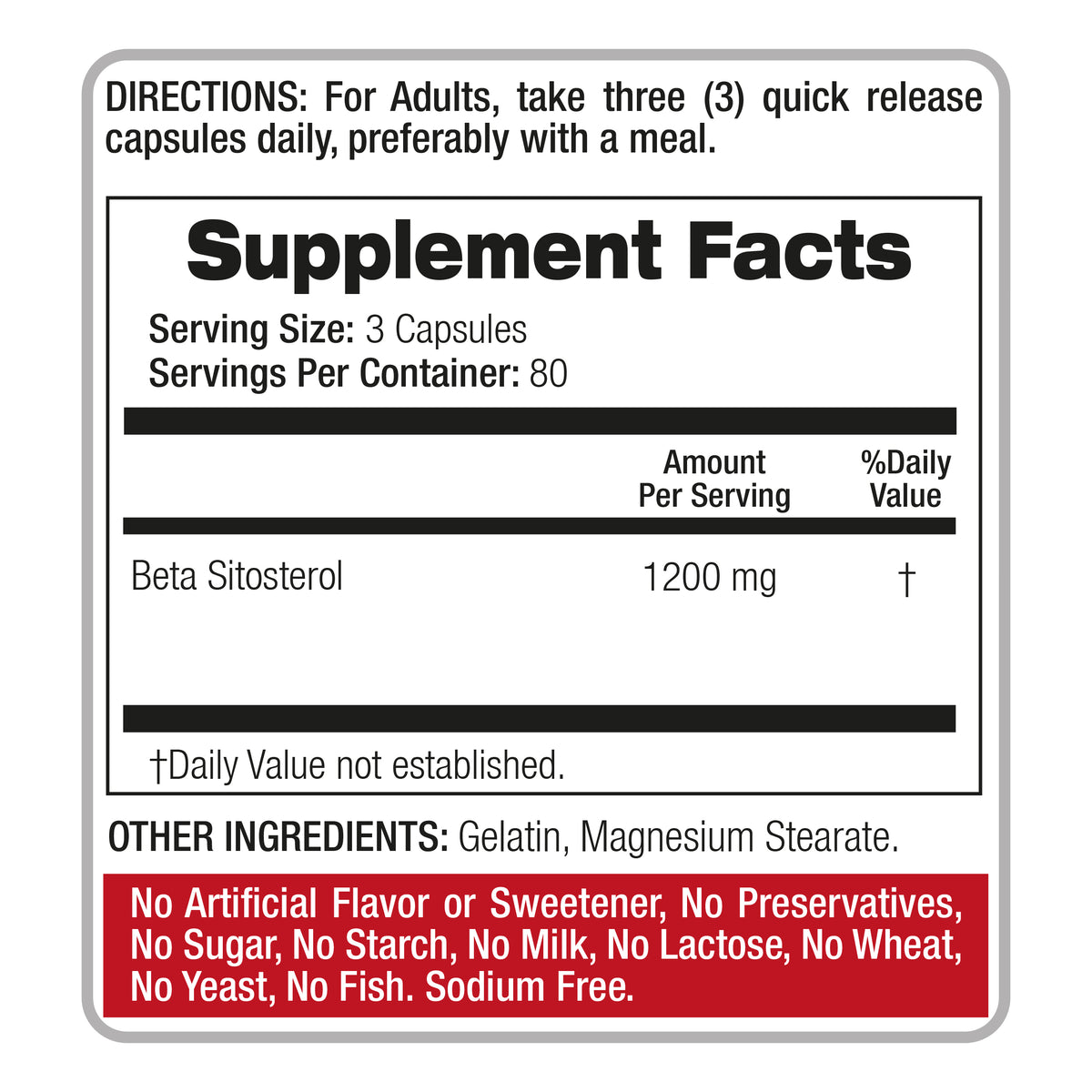 Beta Sitosterol 1200 mg | Supplement | 240 Capsules | By Fito Medic's