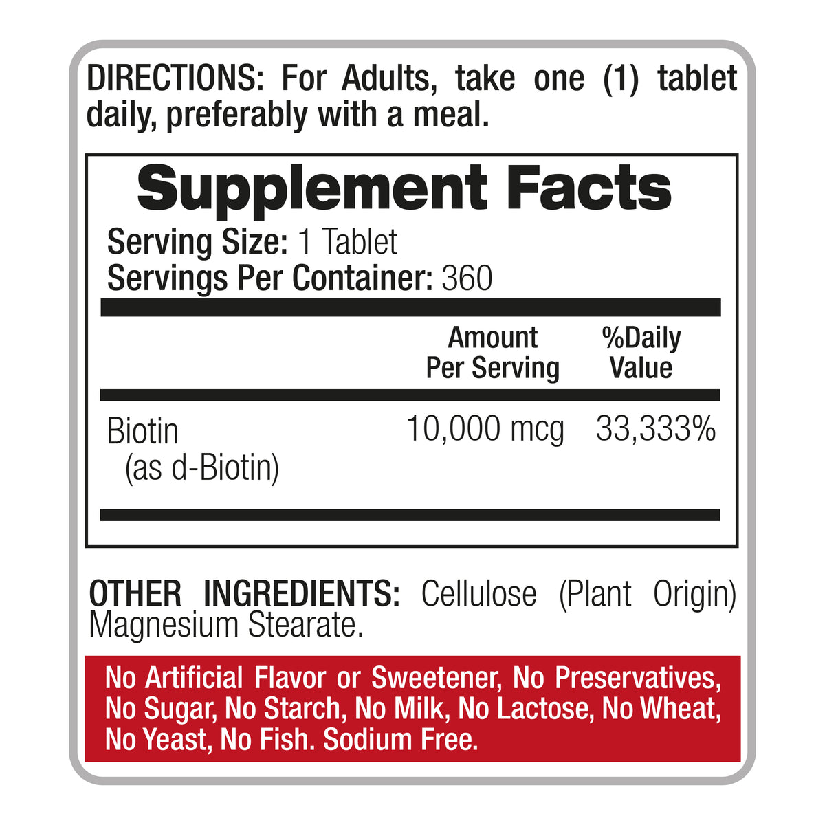 Biotin 10,000 mcg – Vitamin B7 | 360 Tablets | By Fito Medic's