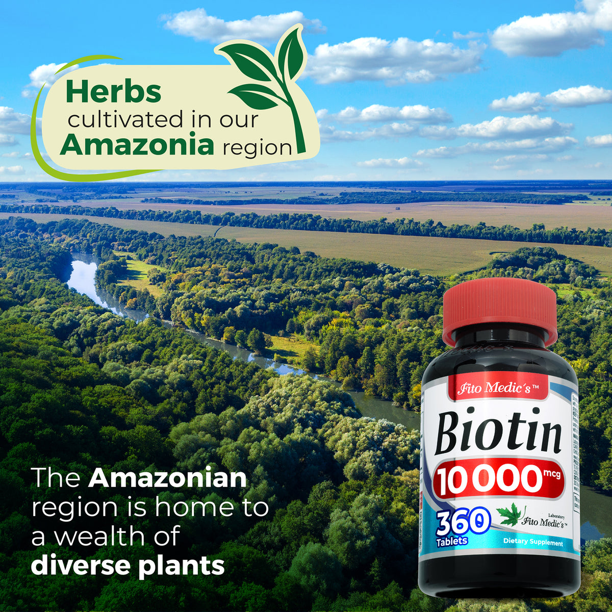 Biotin 10,000 mcg – Vitamin B7 | 360 Tablets | By Fito Medic's