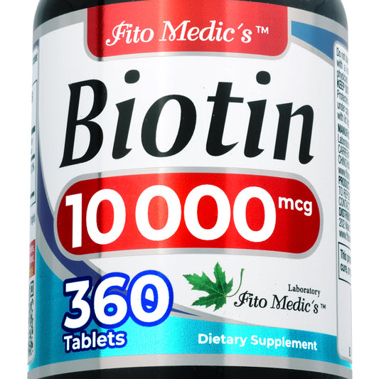 Biotin 10,000 mcg – Vitamin B7 | 360 Tablets | By Fito Medic's