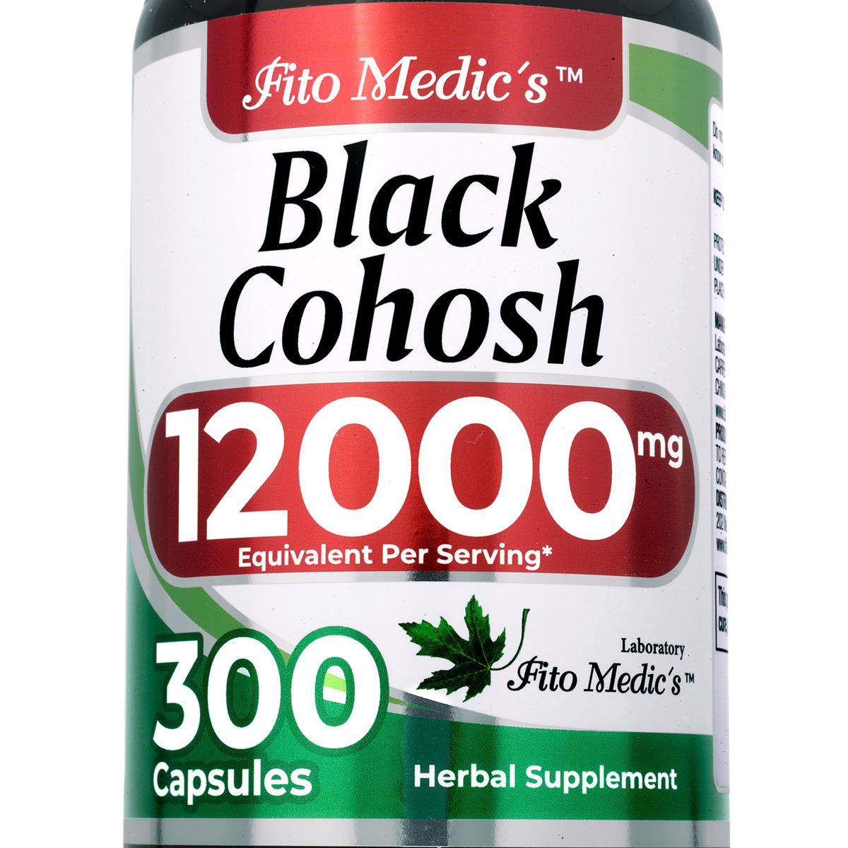 Black Cohosh Root Extract 12,000 mg | 20:1 Concentrate | 300 Capsules | By Fito Medic's