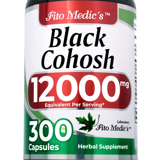 Black Cohosh Root Extract 12,000 mg | 20:1 Concentrate | 300 Capsules | By Fito Medic's