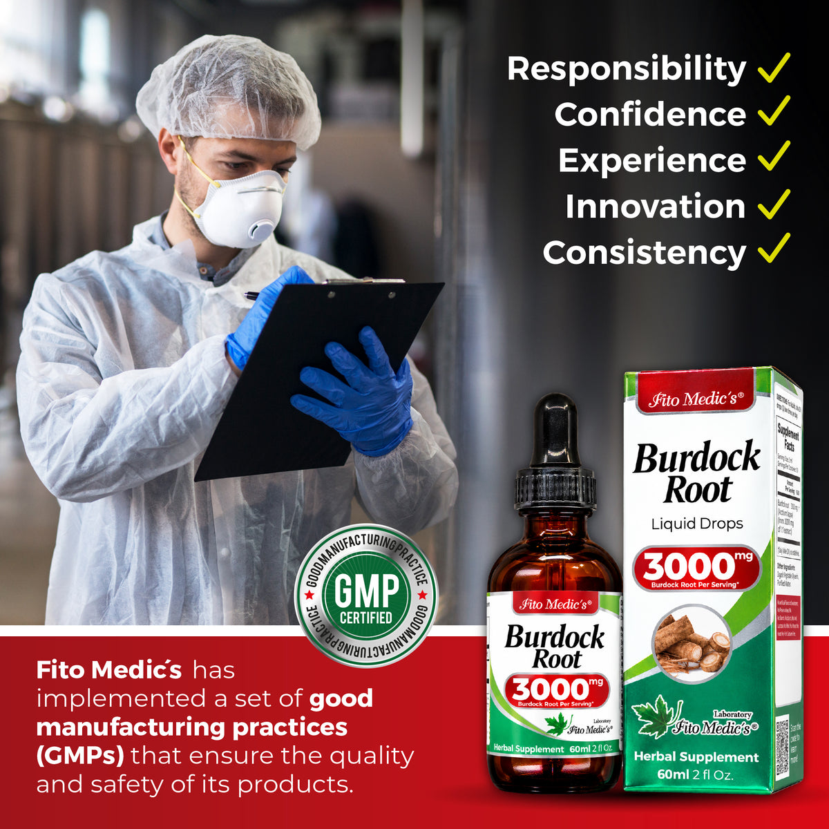 Burdock Root Drops 3000 mg | 10:1 Liquid Extract | 2 fl oz | By Fito Medic's Lab