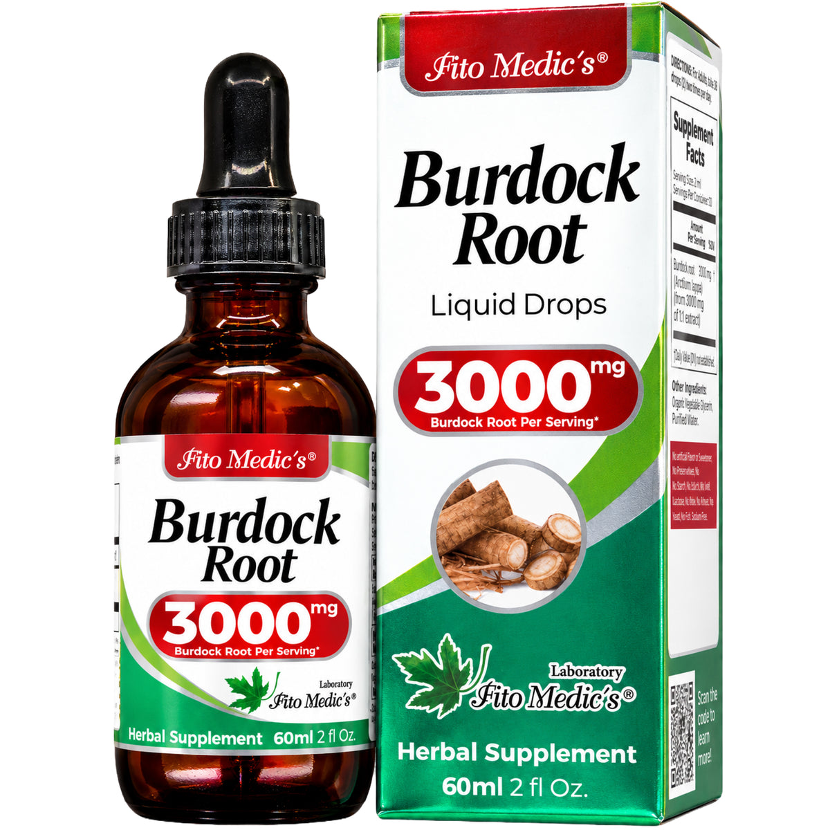Burdock Root Drops 3000 mg | 10:1 Liquid Extract | 2 fl oz | By Fito Medic's Lab