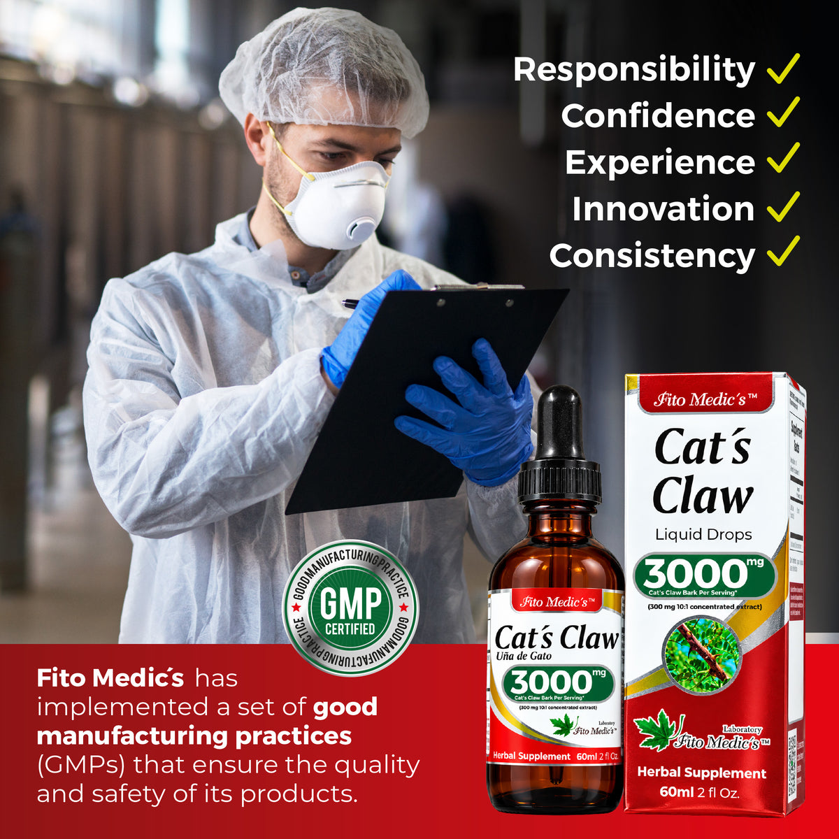 Cat’s Claw Drops 3000 mg – 10:1 Liquid Extract | 2 fl oz | By Fito Medic's