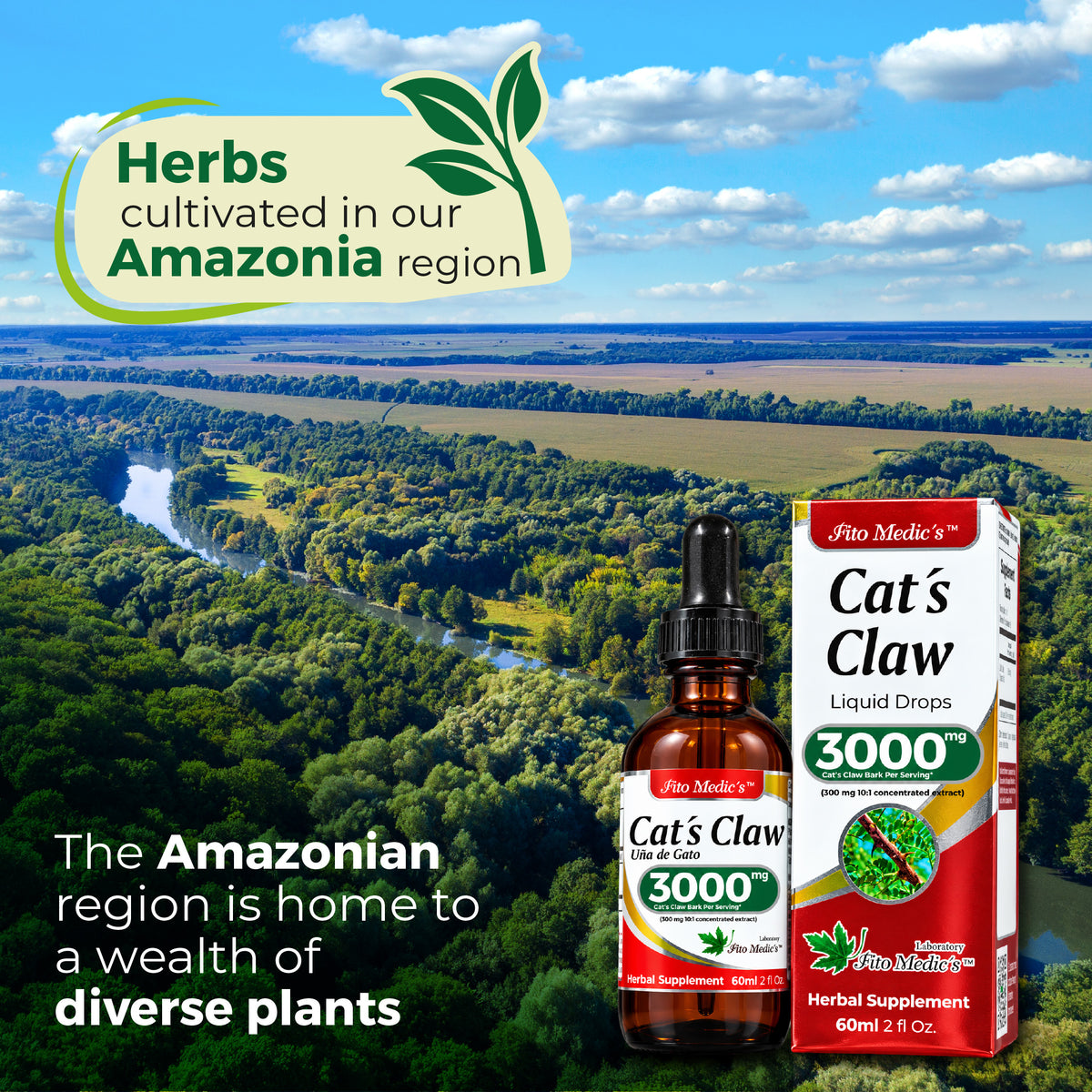 Cat’s Claw Drops 3000 mg – 10:1 Liquid Extract | 2 fl oz | By Fito Medic's