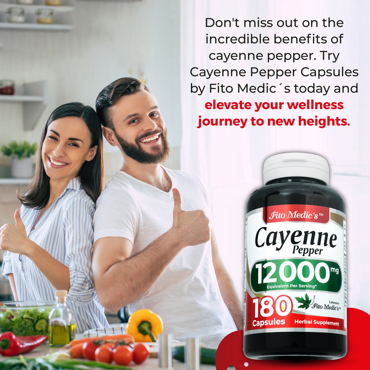 Cayenne Pepper Capsules Organic 12000 mg Ultra high Absorption 180 capsules