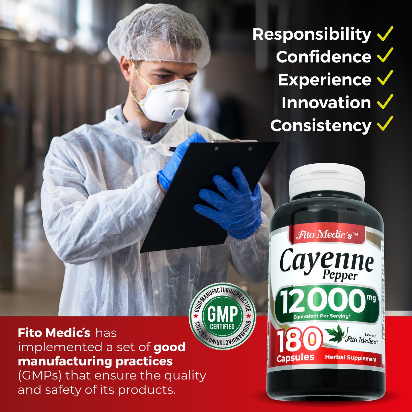 Cayenne Pepper Capsules Organic 12000 mg Ultra high Absorption 180 capsules