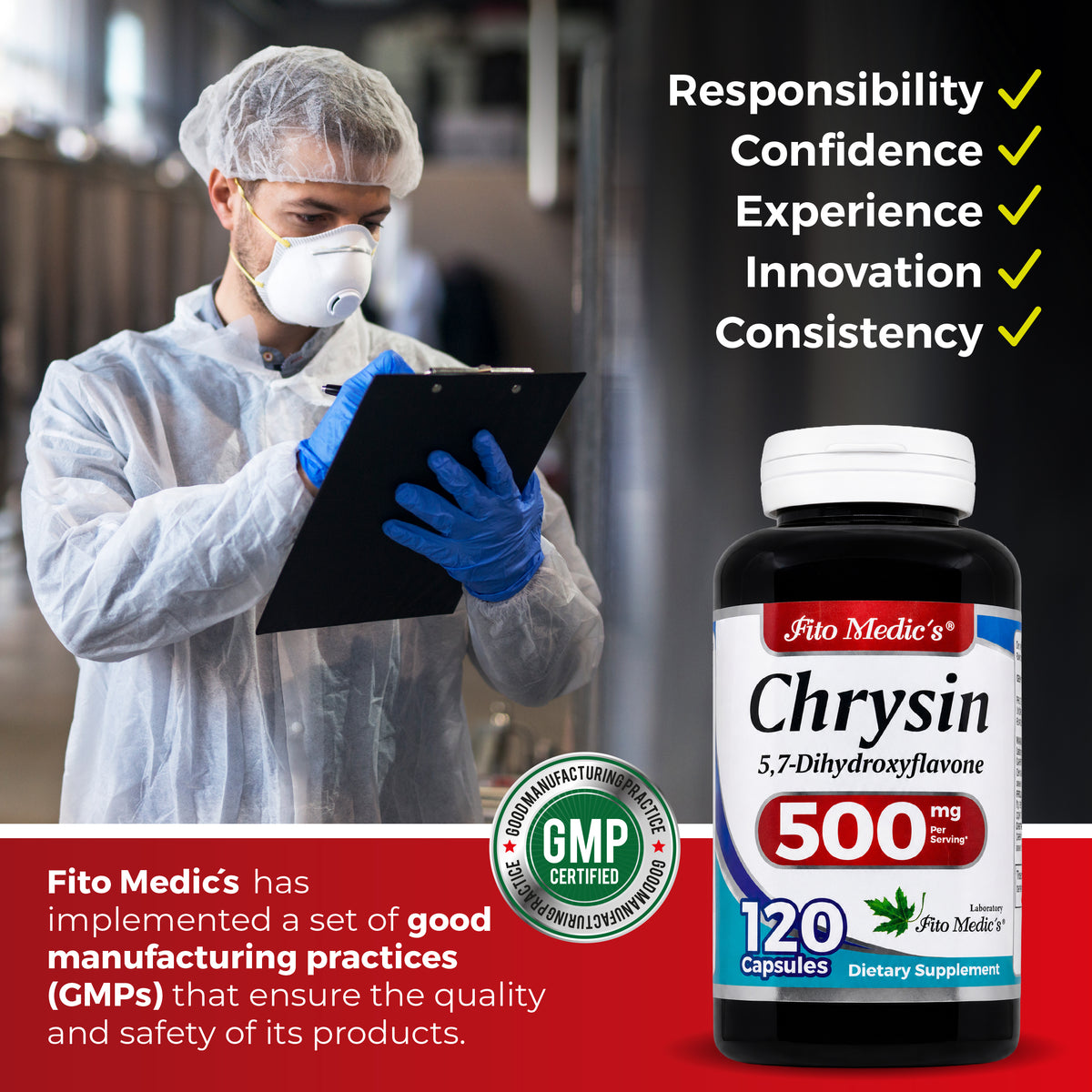 Chrysin 500 mg | 120 Capsules | By Fito medic's