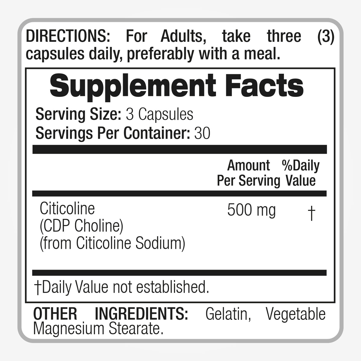 Citicoline 1,200 mg per serving – CDP Choline | 90 Capsules | By Fito Medic's