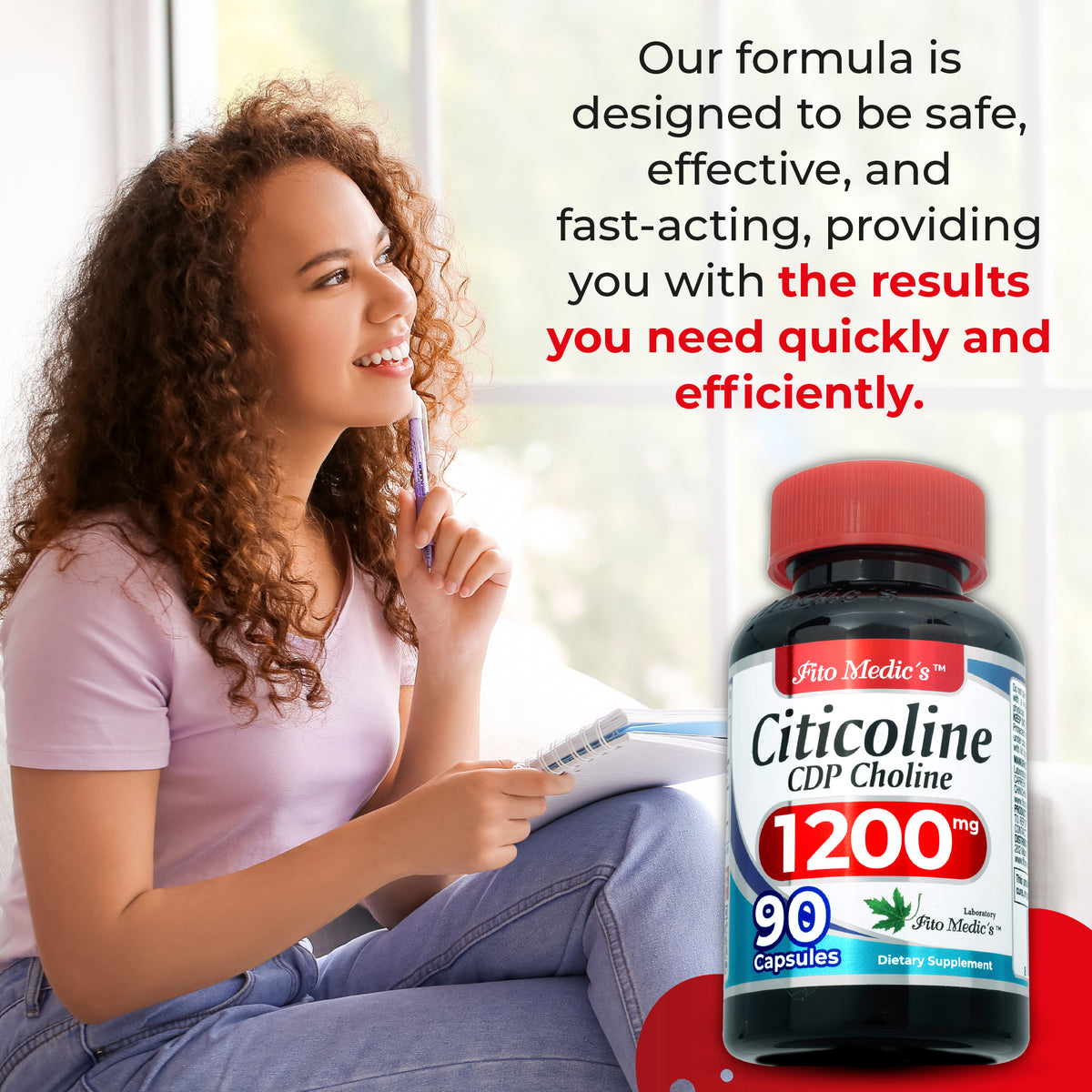 Citicoline 1,200 mg per serving – CDP Choline | 90 Capsules | By Fito Medic's