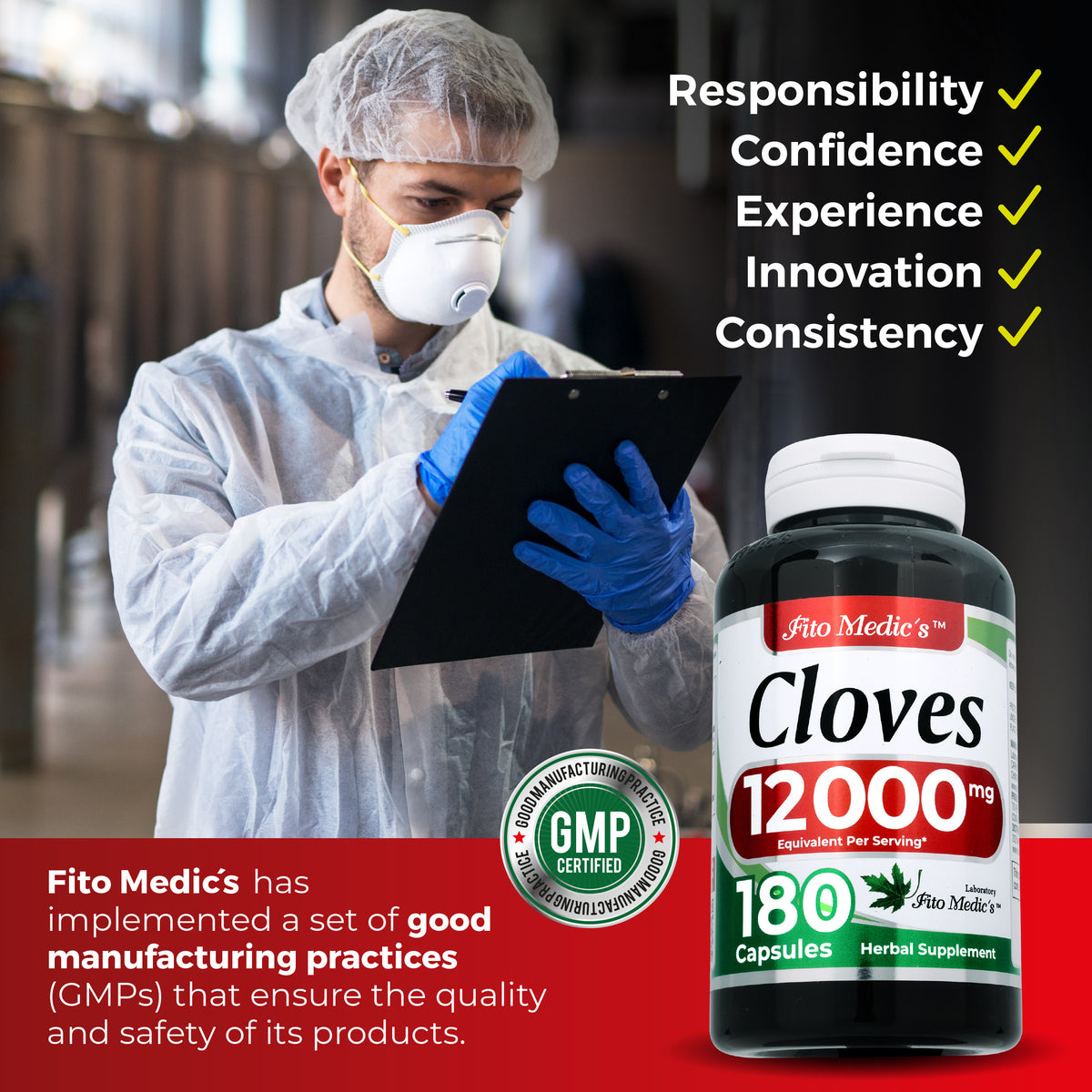 Clove Extract Capsules 12,000 mg | 20:1 Concentrate | 180 Capsules | By Fito Medic's