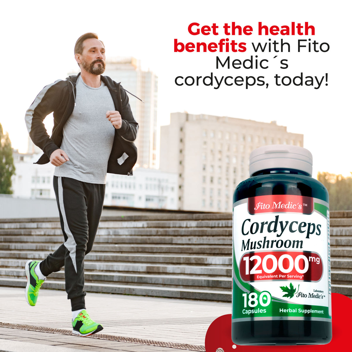 Cordyceps Mushroom Extract 12,000 mg Equivalent | 20:1 Concentrate | 180 Capsules | By Fito Medic's