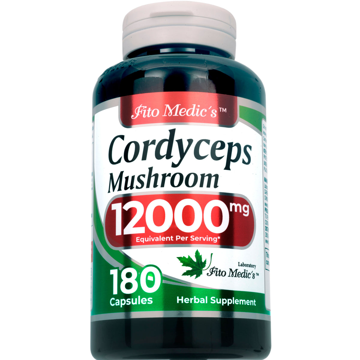 Cordyceps Mushroom Extract 12,000 mg Equivalent | 20:1 Concentrate | 180 Capsules | By Fito Medic's