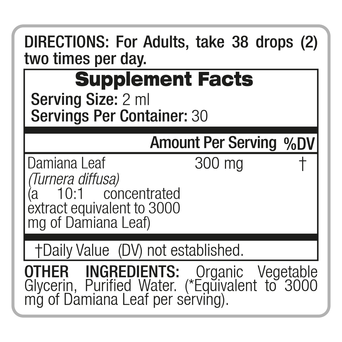 Damiana Leaf Drops 3000 mg | 10:1 Liquid Extract | 2 fl oz | By Fito Medic's Lab