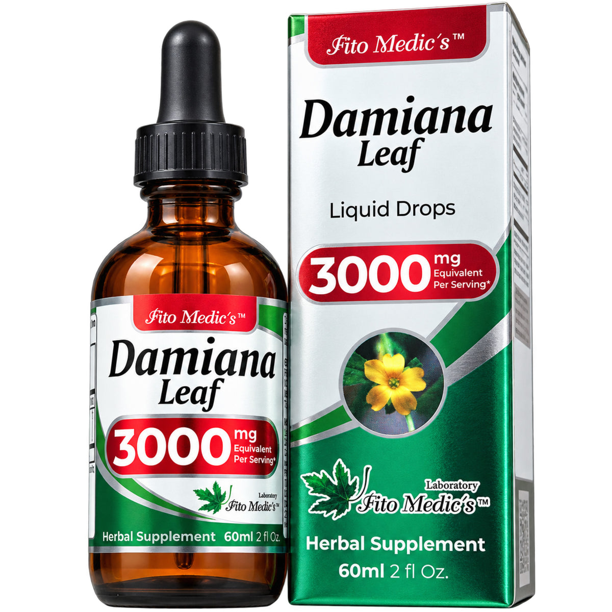Damiana Leaf Drops 3000 mg | 10:1 Liquid Extract | 2 fl oz | By Fito Medic's Lab