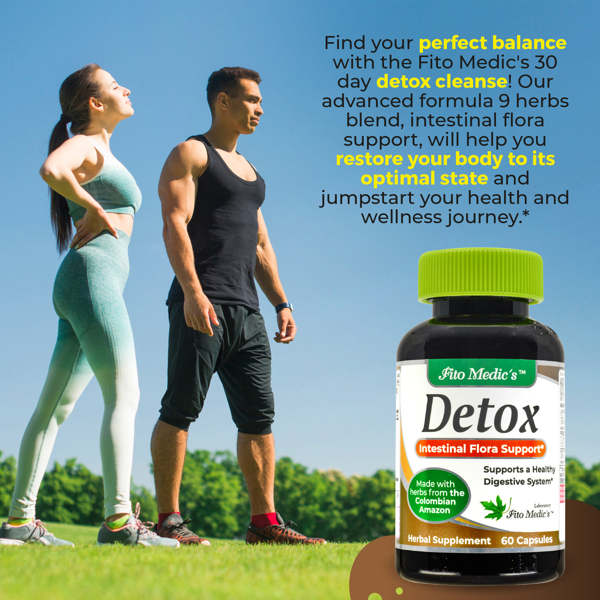 Herbal Detox & Digestive Blend | 9 Botanical Ingredients | 60 Capsules | By Fito Medic's