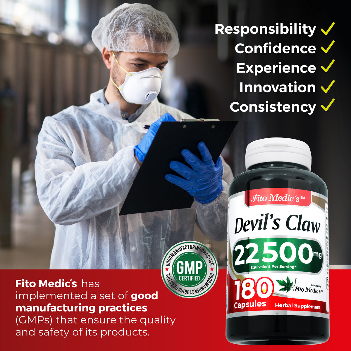 Devil’s Claw Root Extract 22,500 mg | 50:1 Concentrate | 180 Capsules | By Fito Medic's