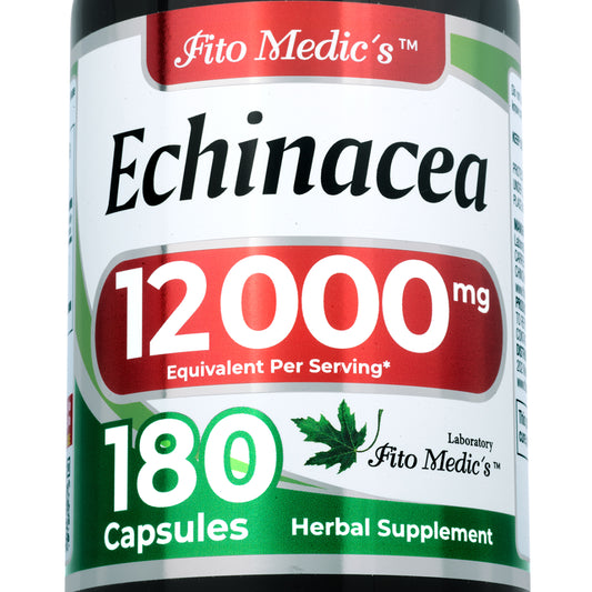 Echinacea Leaf Extract Capsules 12,000 mg | 20:1 Concentrate | 180 Capsules | By Fito Medic's