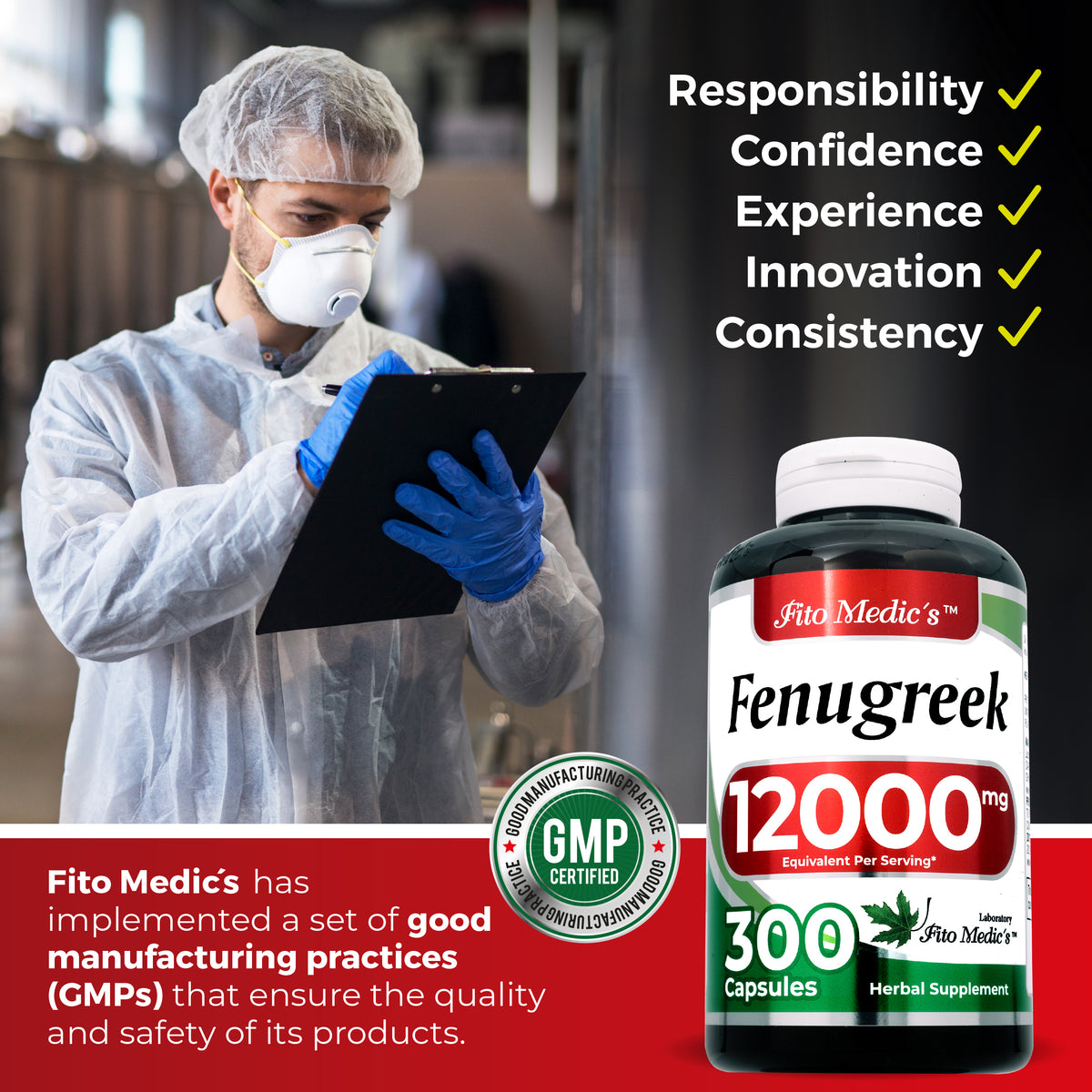Fenugreek Extract 12,000 mg | 20:1 Concentrate | 300 Capsules | By Fito Medic's