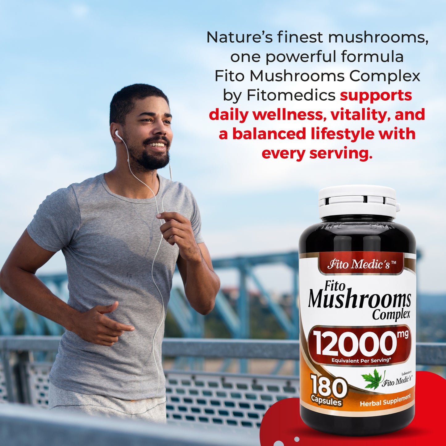 Fito Medic's Fito Mushrooms Complex | 12000mg Equivalent Per Serving | 180 Capsules