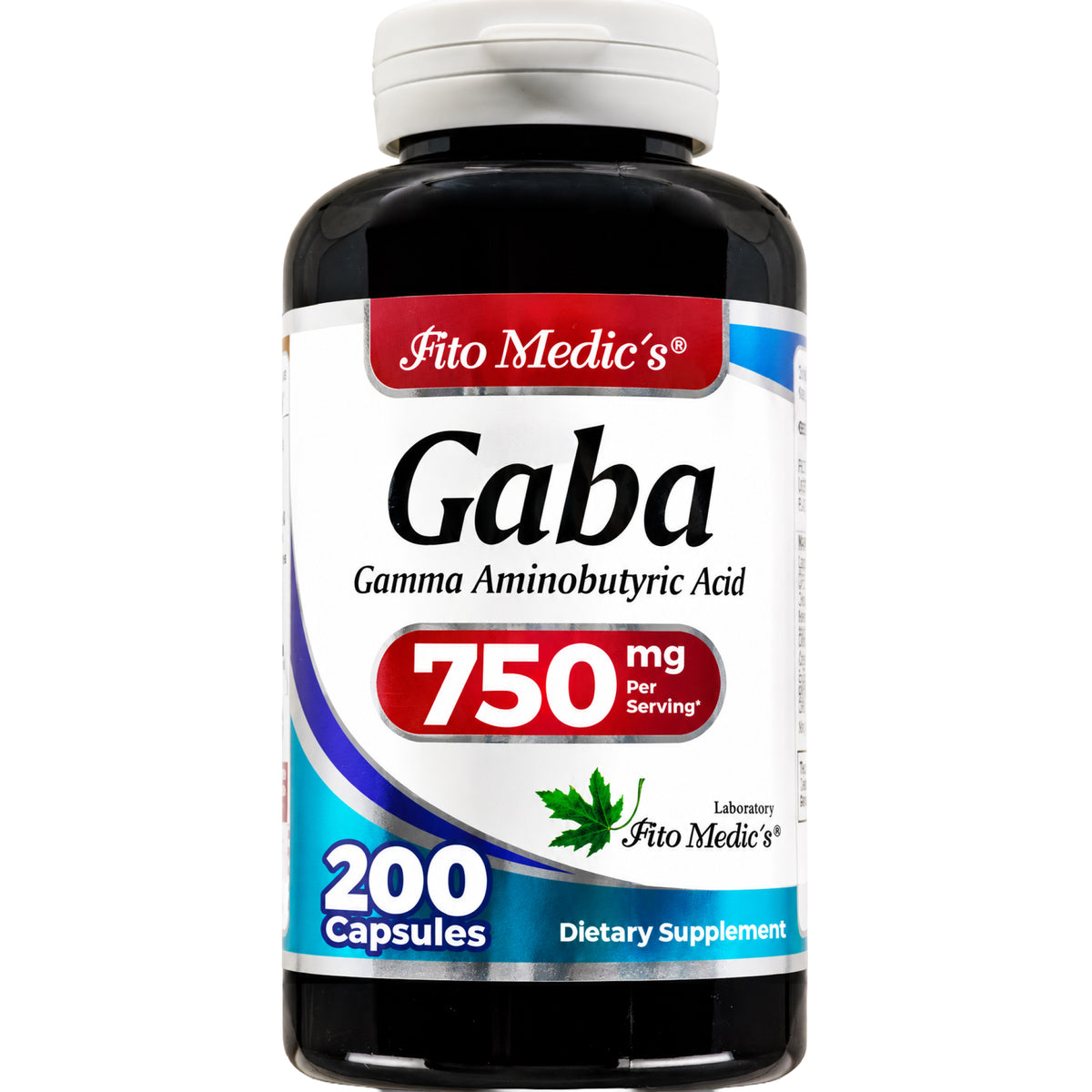 GABA 750 mg | Gamma-Aminobutyric Acid | 200 Capsules | By Fito Medic's