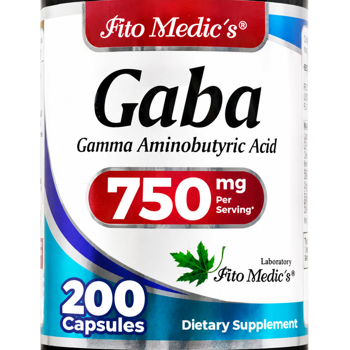 GABA 750 mg | Gamma-Aminobutyric Acid | 200 Capsules | By Fito Medic's