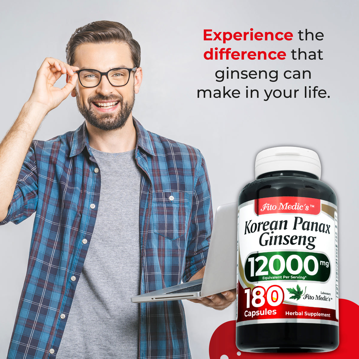 Korean Panax Ginseng Capsules | 180 Capsules | Concentrated Extract | Highly Absorbable Herbal Supplement