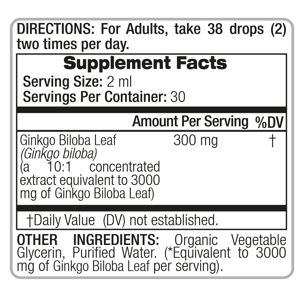 Ginkgo Biloba Drops 3000 mg – 10:1 Liquid Extract | 2 fl oz | By Fito Medic's