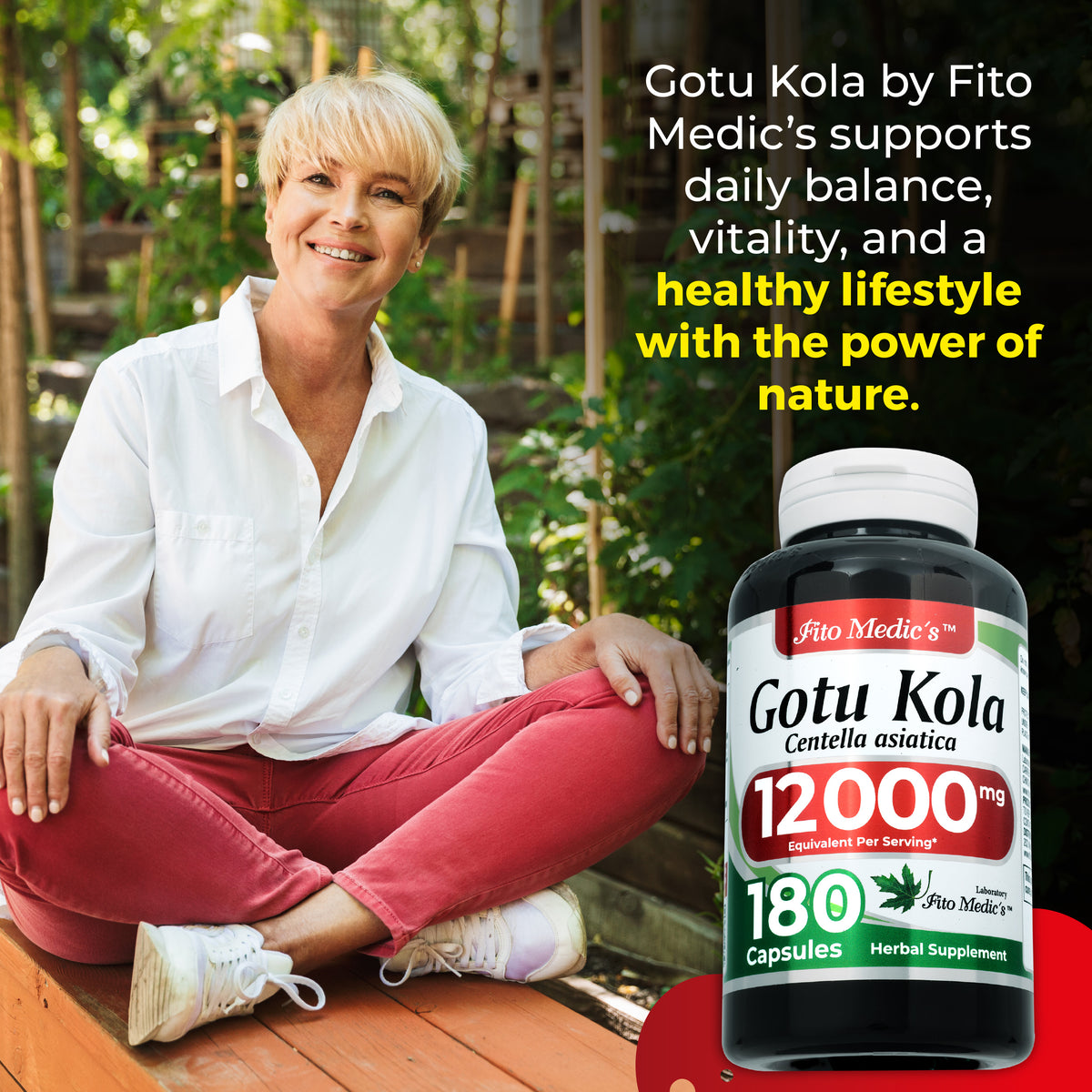 Gotu Kola Leaf Extract 12,000 mg | 20:1 Concentrate | 180 Capsules | Fito Medic's