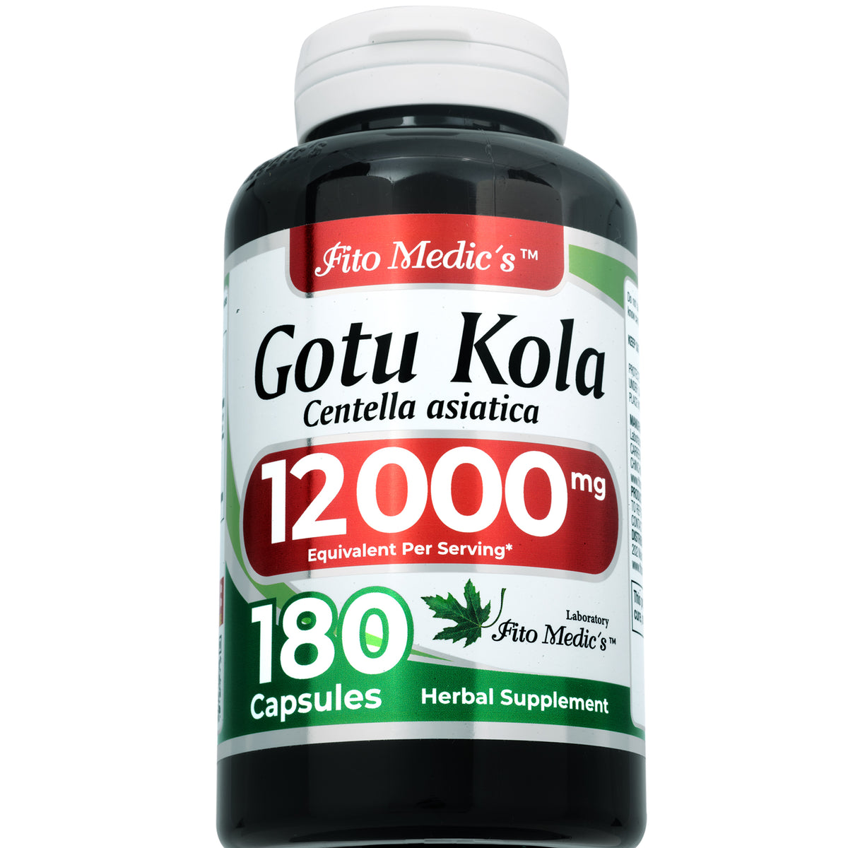 Gotu Kola Leaf Extract 12,000 mg | 20:1 Concentrate | 180 Capsules | Fito Medic's