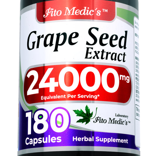 Grape Seed Extract 24,000 mg | 20:1 Concentrate | 180 Capsules | By Fito Medics