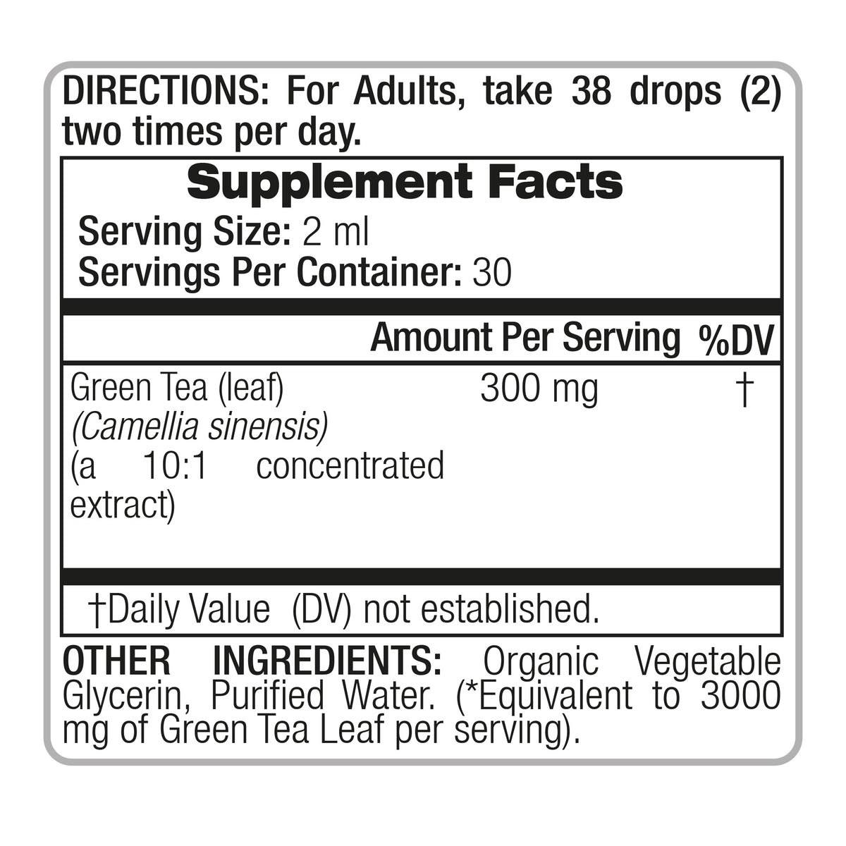 Green Tea Extract Drops 3000 mg | 10:1 Liquid Extract | 2 fl oz | By Fito Medic's