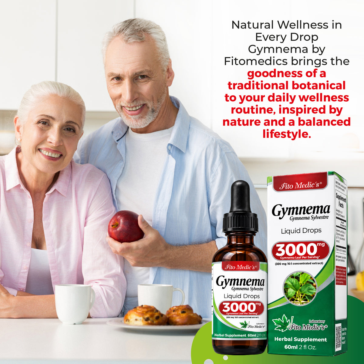Gymnema Sylvestre Leaf Extract 3,000 mg Equivalent | 10:1 Concentrate | 2 fl oz Liquid Drops | 60 mL | By Fito Medic's